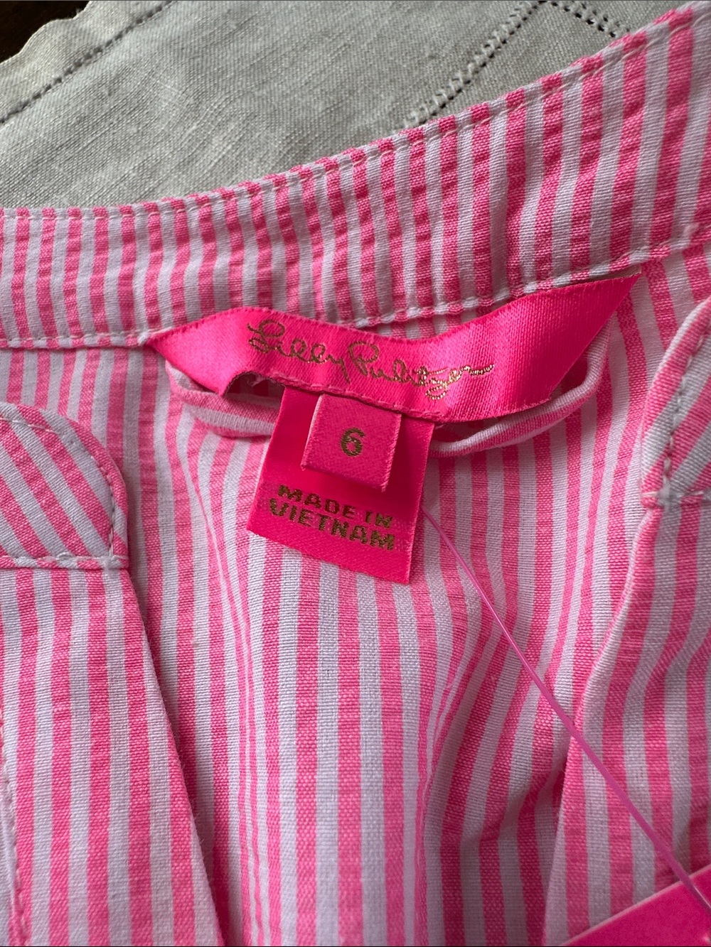 Lilly Pulitzer Carla Long Sleeve Seersucker Dress Roxie Pink Harbour Stripe Sz 6 - Picture 8 of 10